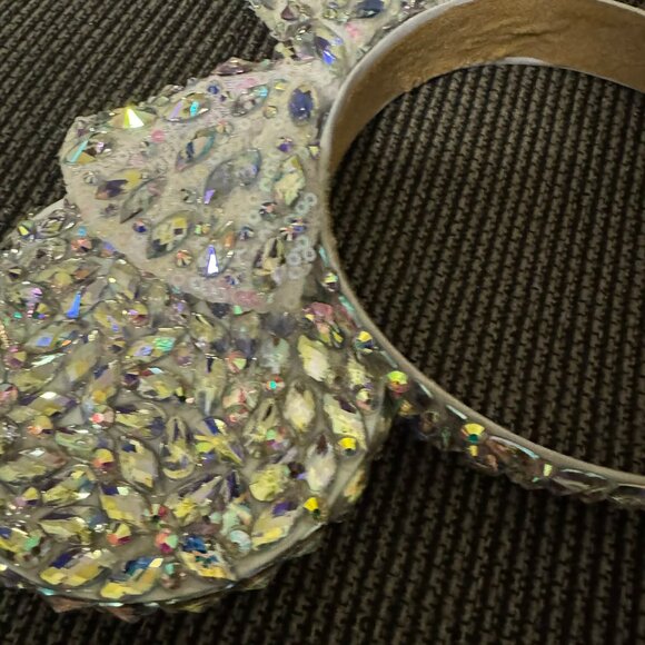 Silver Geometric Big Crystal Rhinestone Style 3d Mickey ears - Picture 5 of 5